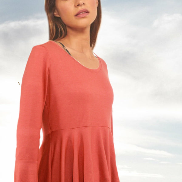 Tencel A'lijn tuniek met verhoogde taille en uitwaaierende schoot/ Tencel Tunic Top in hour glass