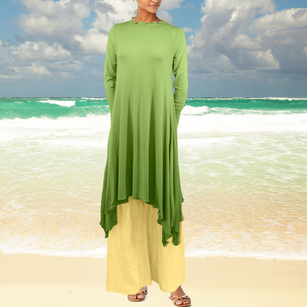Lange Tencel A'lijn tuniek met symmetrische zoom / Long Tencel Tunic with A symetric hem
