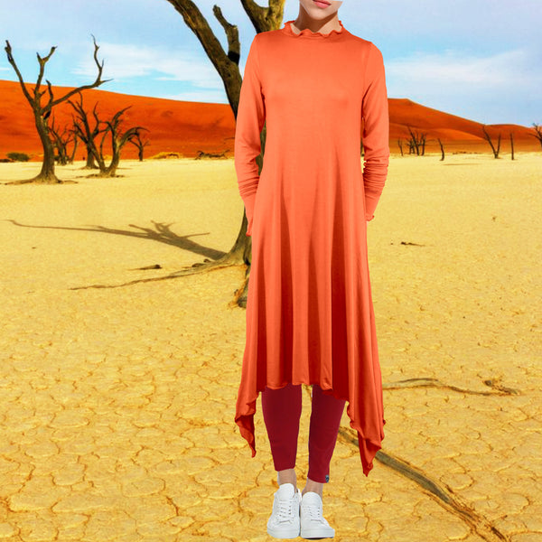 Lange Tencel A'lijn tuniek met symmetrische zoom / Long Tencel Tunic with A symetric hem