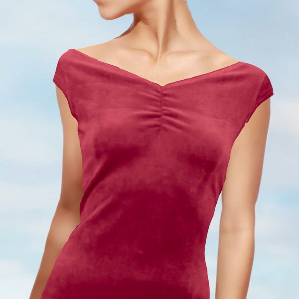velours topje met boothals / velvet top with boatneck