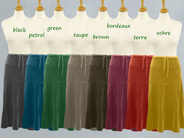 Midi rok in soepele nicky velours / Midi skirt in cotton velvet