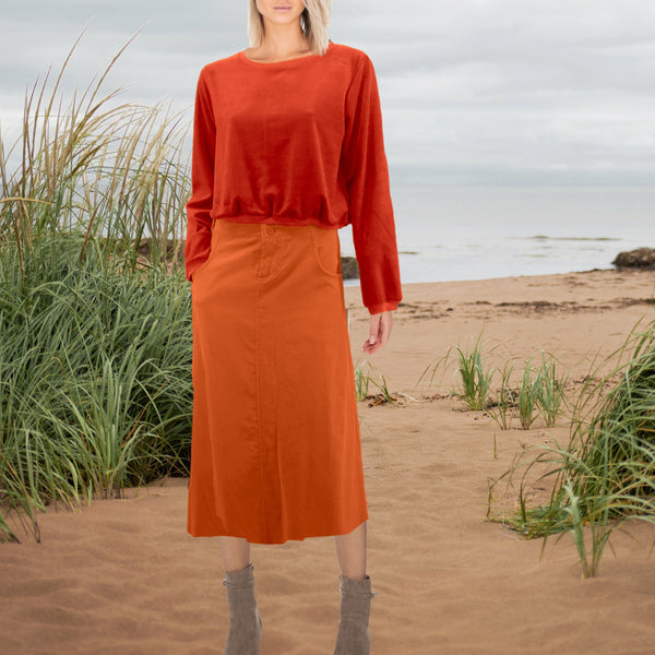 Midi rok van ribcord/ Corduroy midi skirt
