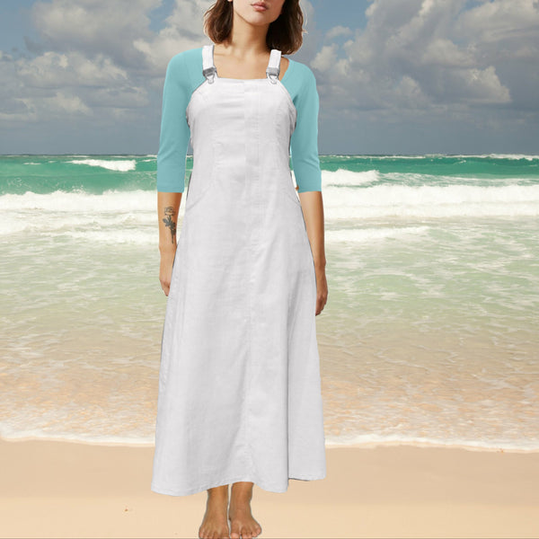 Maxi overgooier in katoenen ribcord/ Corduroy maxi pinafore dress