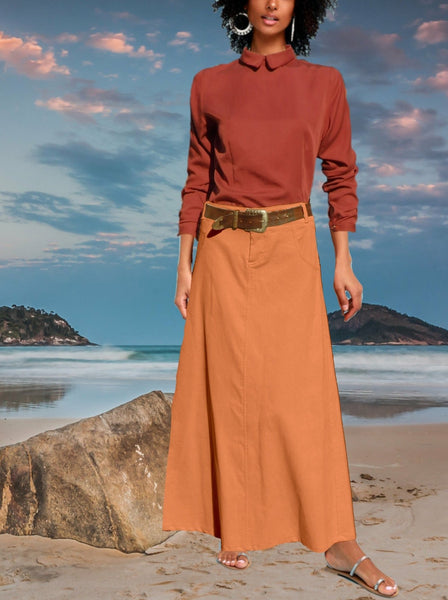 maxi skirt in corduroy