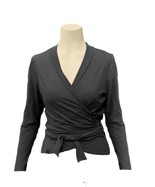 Wikkelvest van organische katoenen tricot / wrap cardigan of organic jersey