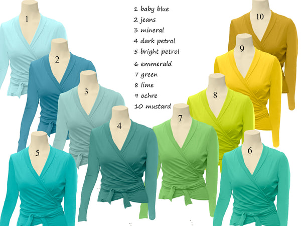 Wikkelvest van organische katoenen tricot / wrap cardigan of organic jersey