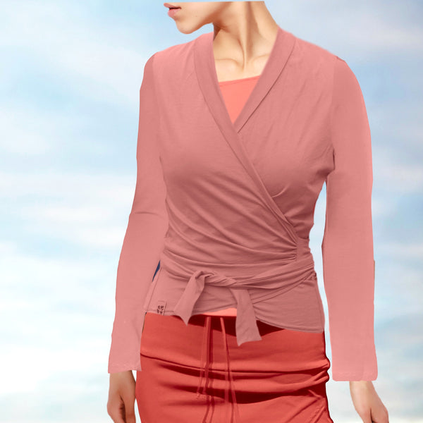 Wikkelvest van organische katoenen tricot / wrap cardigan of organic jersey