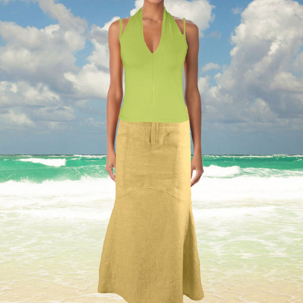 hemdje met halter sjawl kraag van bio katoen / organic cotton singlet with V neck