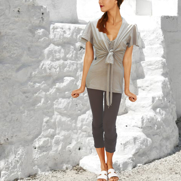 Knoop bolero met vlindermouwtje / Wrap bolero