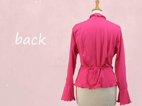 Getailleerd vest met ruches in biologische katoen / Tailered organic cotton cardigan