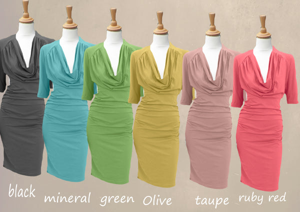 jurkje met drape hals / drape neck dress