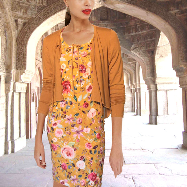 Flowerprint T shirt jurkje in biologische katoenen jersey/ flower printed T shirt dress organic cotton