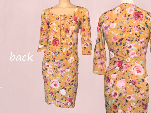 Flowerprint T shirt jurkje in biologische katoenen jersey/ flower printed T shirt dress organic cotton