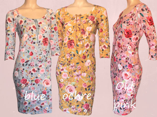 Flowerprint T shirt jurkje in biologische katoenen jersey/ flower printed T shirt dress organic cotton