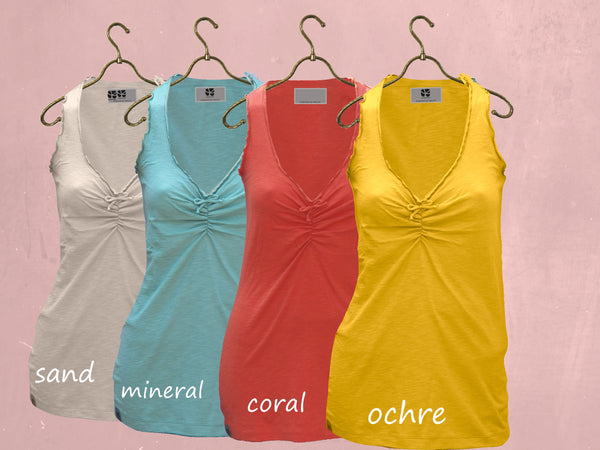 Romantisch hemdje van zomerse slubtricot/ Cami made of organic cotton slubjersey