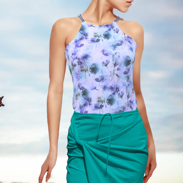 Halter top in organische katoenen print jersey / Top in organic cotton printed jersey
