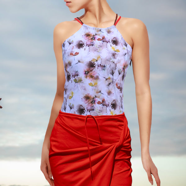 Halter top in organische katoenen print jersey / Top in organic cotton printed jersey