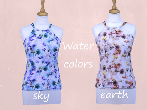 Halter top in organische katoenen print jersey / Top in organic cotton printed jersey