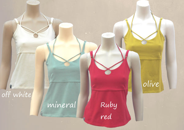 hemdje met halskoordjes /  string top organic cotton
