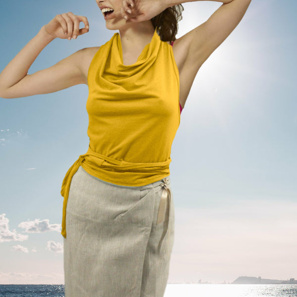 Wikkel top in bio katoenen slubtricot / wrap top in organic cotton  slub jersey