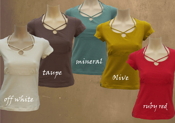 Shirt met halskoordjes /  string top organic cotton