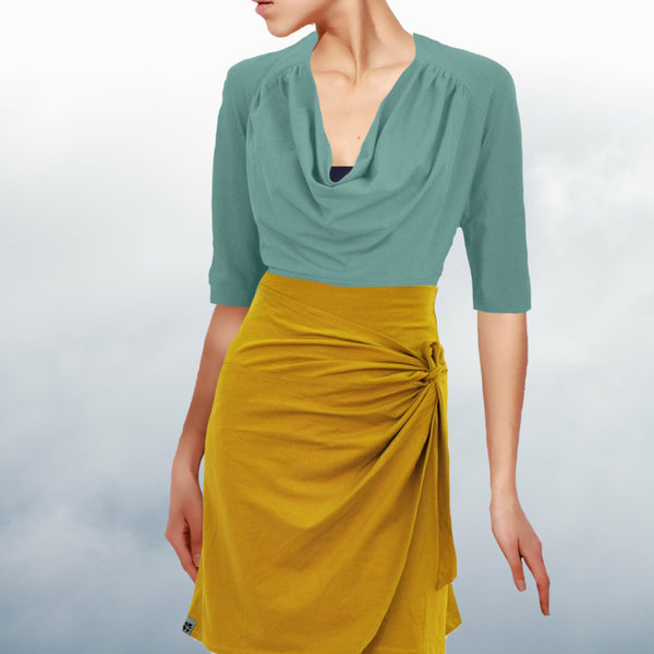 biologisch katoenen shirt met drape hals / shirt with draped neckline