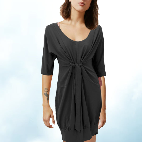 tuniek jurk met taille knoop / tunic dress with knot in the waist