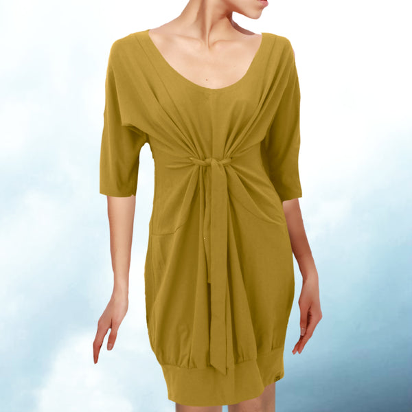 tuniek jurk met taille knoop / tunic dress with knot in the waist