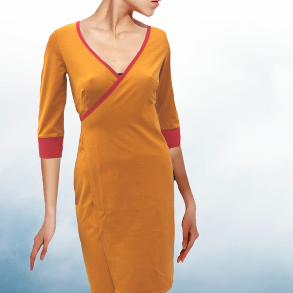 biologisch katoenen overslag jurkje  / organic cotton wrap dress,
