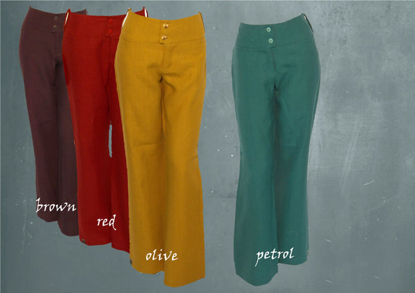 linnen broek met flared leg