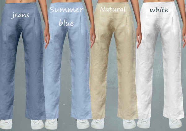 linnen bandplooibroek / linen pleated trousers