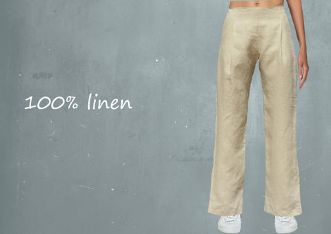 linnen bandplooibroek / linen pleated trousers