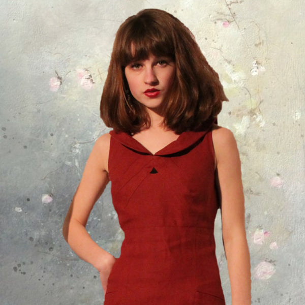 red linen dress