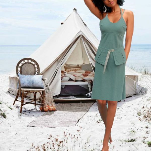 Strapless  linnen zomer jurk met losse heupriem, Strapless linen summer dress with separate belt