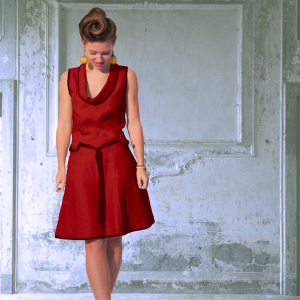 red linen dress