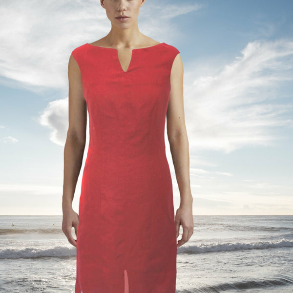 aansluitend klassiek linnen jurkje /  fitted classic linen dress