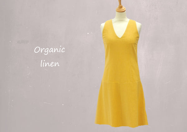 Linnen zomer jurk met V hals, Linen summer dress with V neck
