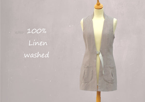 Mouwloos linnen colbert , Sleeveless linen jacket