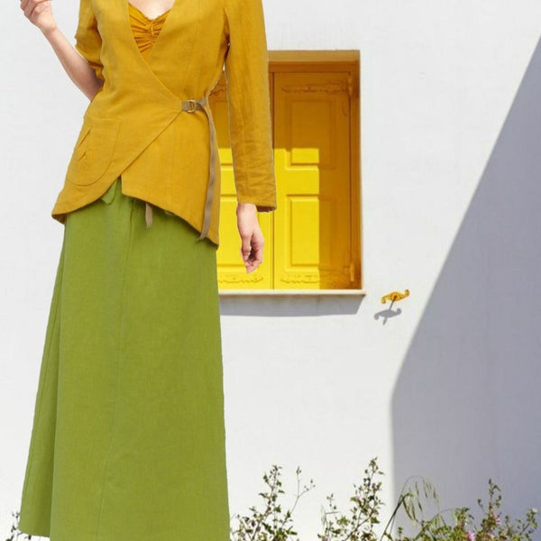 Maxi rok van gewassen linnen,  maxi skirt made of washed linen