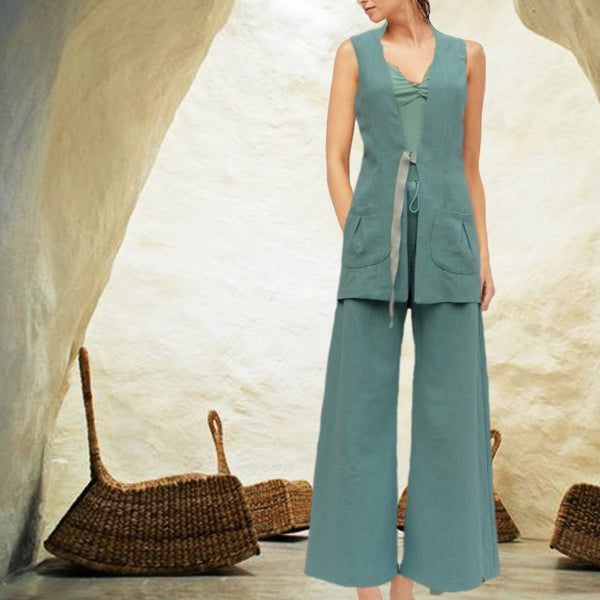 Mouwloos linnen colbert , Sleeveless linen jacket
