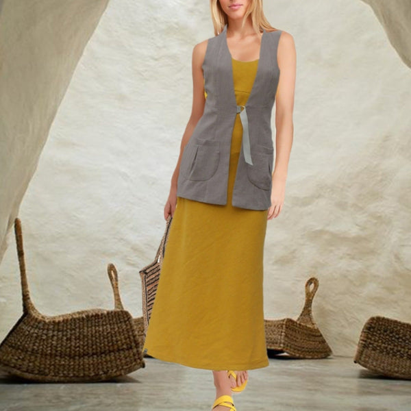 Mouwloos linnen colbert , Sleeveless linen jacket