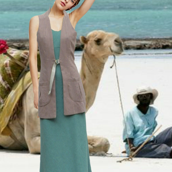 Mouwloos linnen colbert , Sleeveless linen jacket