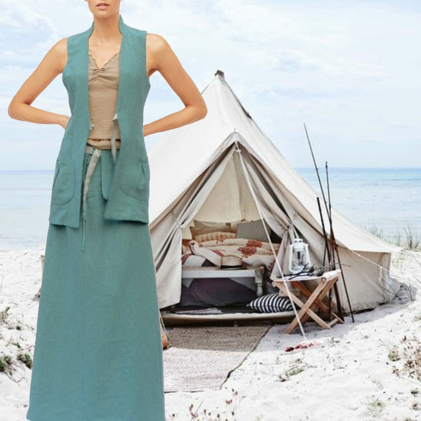 Maxi rok van gewassen linnen,  maxi skirt made of washed linen
