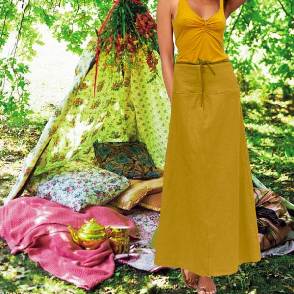 Maxi rok van gewassen linnen,  maxi skirt made of washed linen
