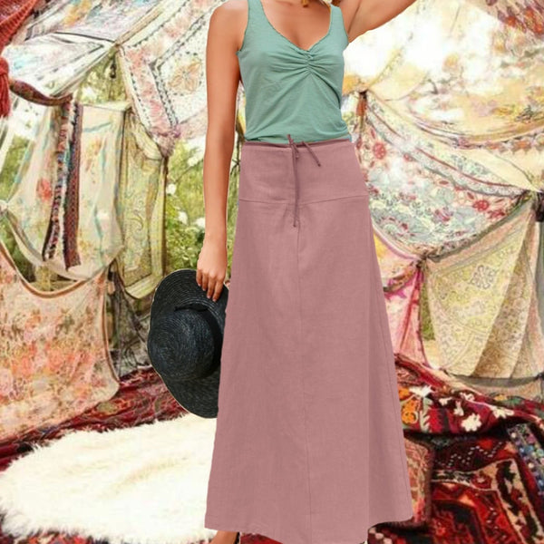 Maxi rok van gewassen linnen,  maxi skirt made of washed linen