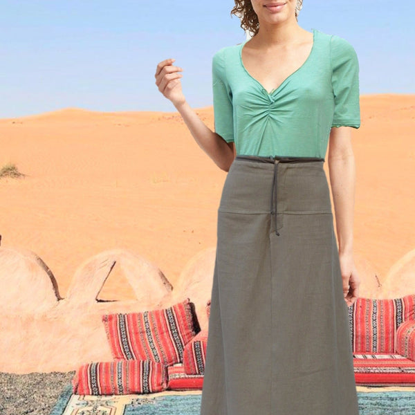 Maxi rok van gewassen linnen,  maxi skirt made of washed linen