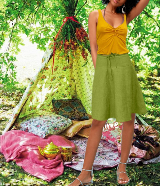 klokrokje van gewassen linnen,  billowing skirt made of washed linen