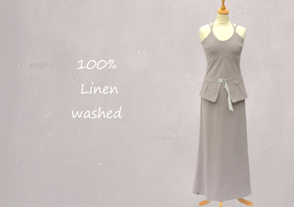 strapless  linnen maxi jurk met losse heupriem, strapless linen summer dress with separate belt
