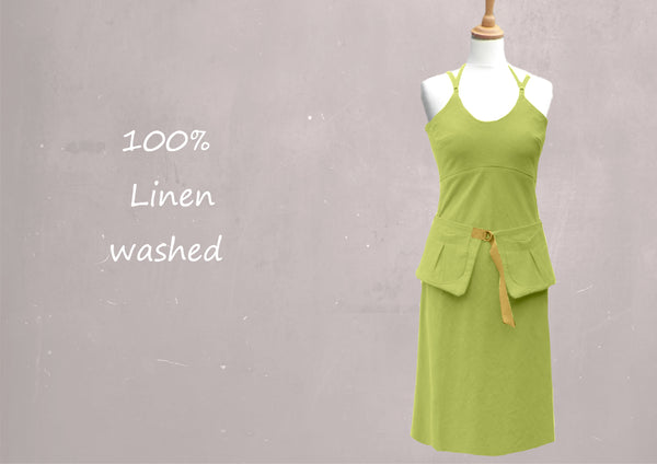 Strapless  linnen zomer jurk met losse heupriem, Strapless linen summer dress with separate belt