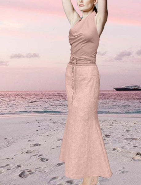 linnen maxi rok in zandloper lijn / linen maxi skirt in hour glass line
